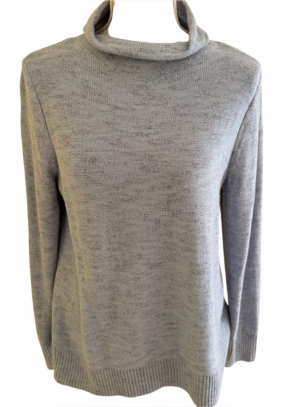 J. JIll Light Blue with Grey Space Dye Turtleneck Sweater M
